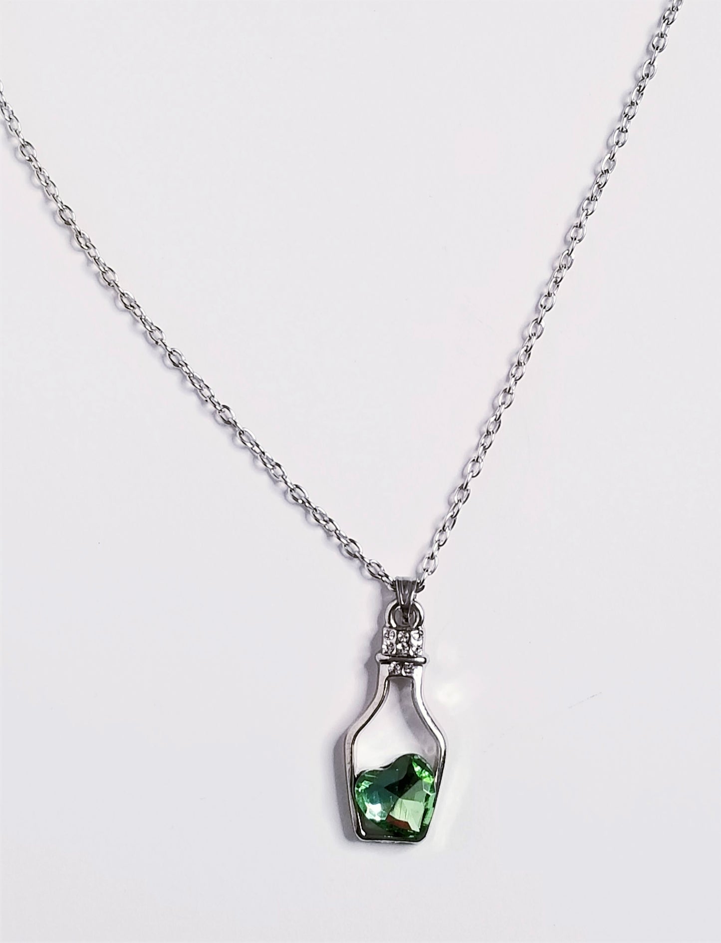 BOTTLE OF MY HEART GREEN NECKLACE