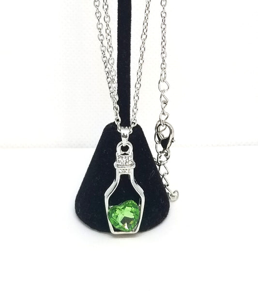 BOTTLE OF MY HEART GREEN NECKLACE