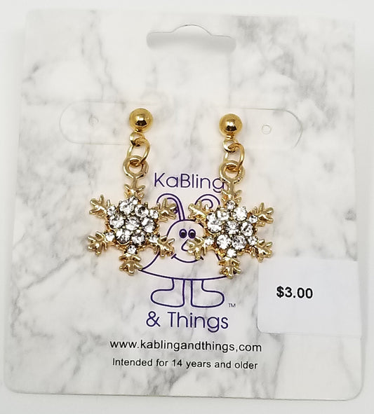 GOLDEN DANDLING SNOWFLAKE EARRINGS