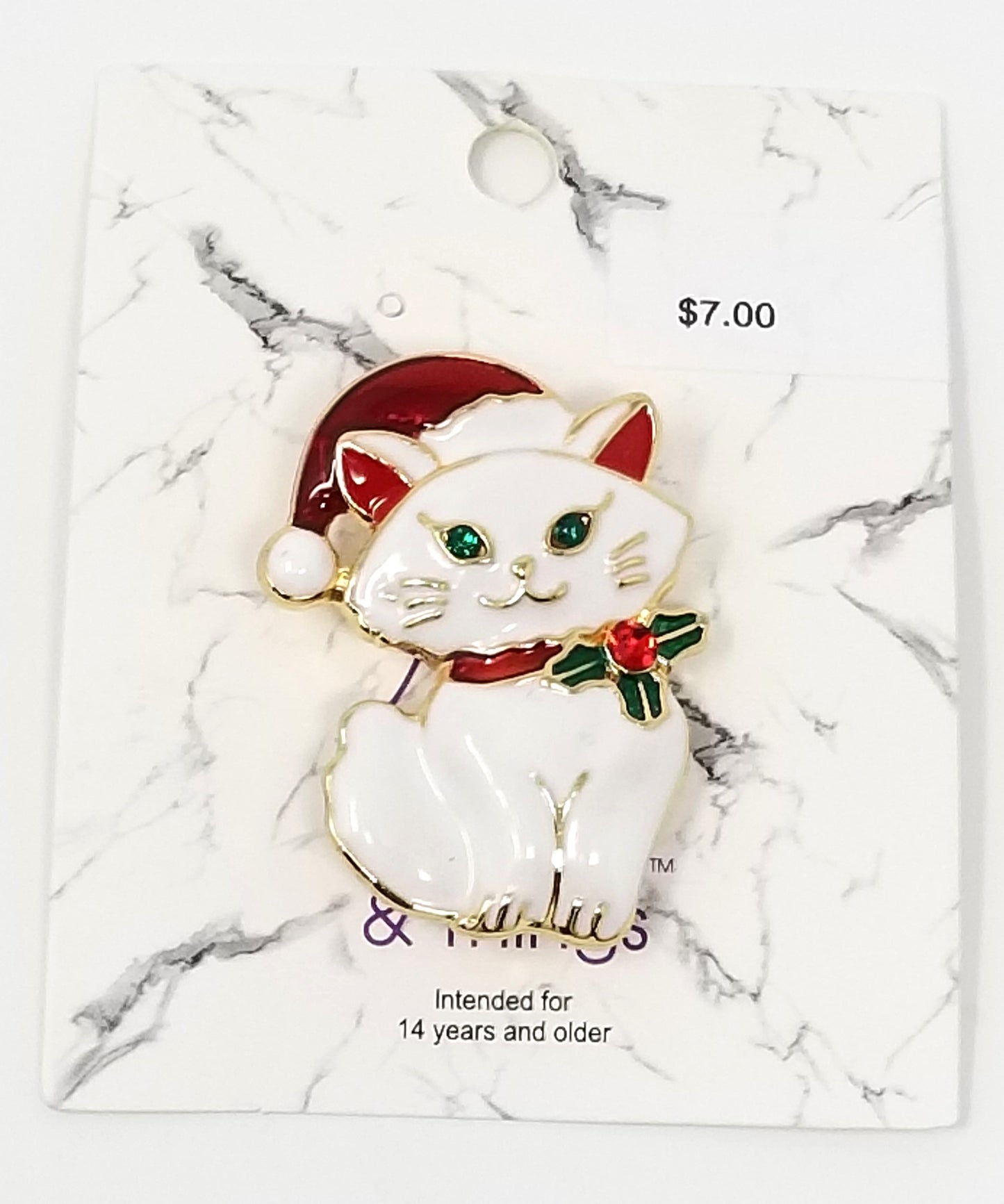 CHRISTMAS KITTY BROOCH