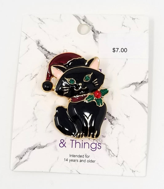 CHRISTMAS KITTY BROOCH