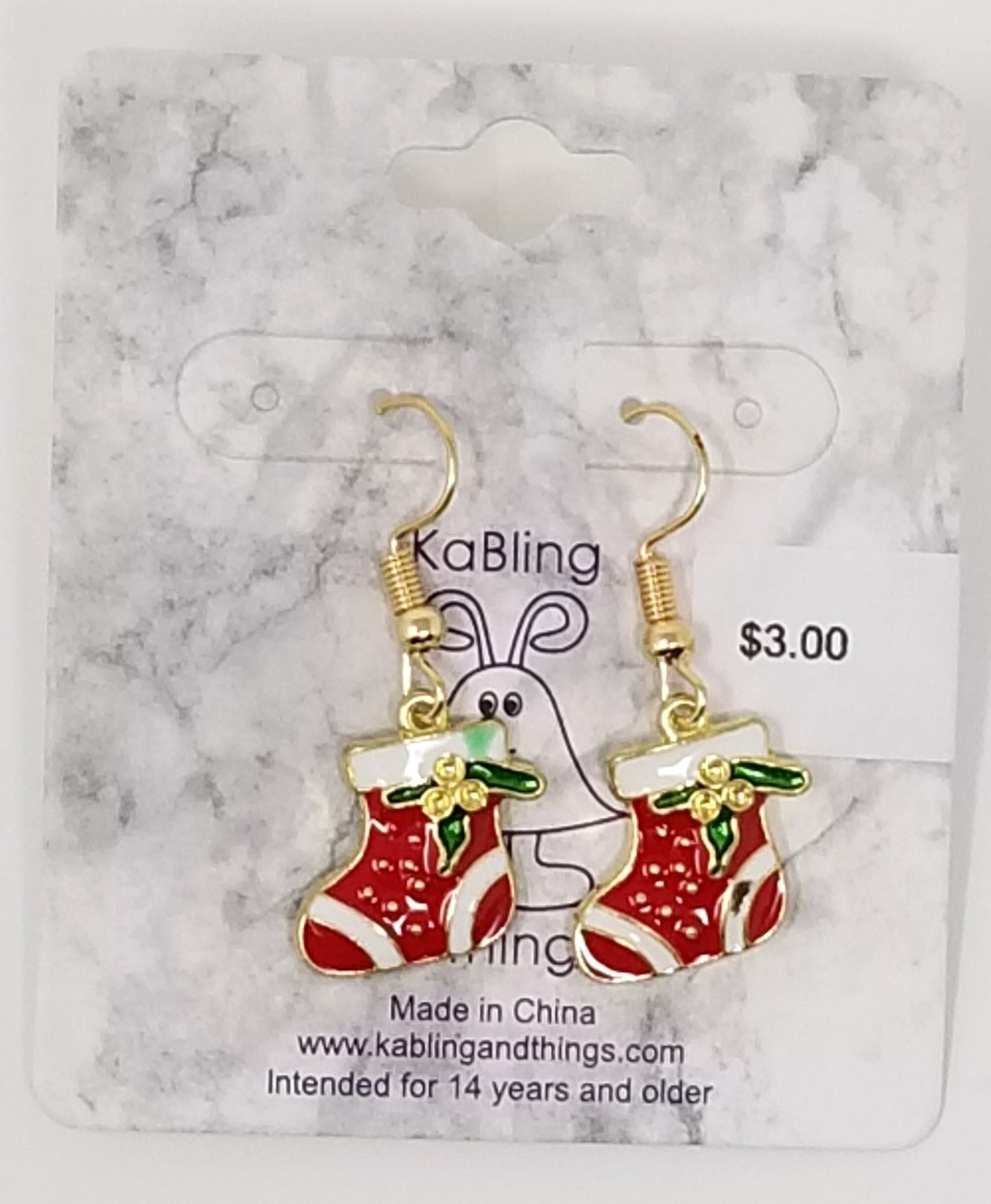 CHRISTMAS STOCKING EARRINGS