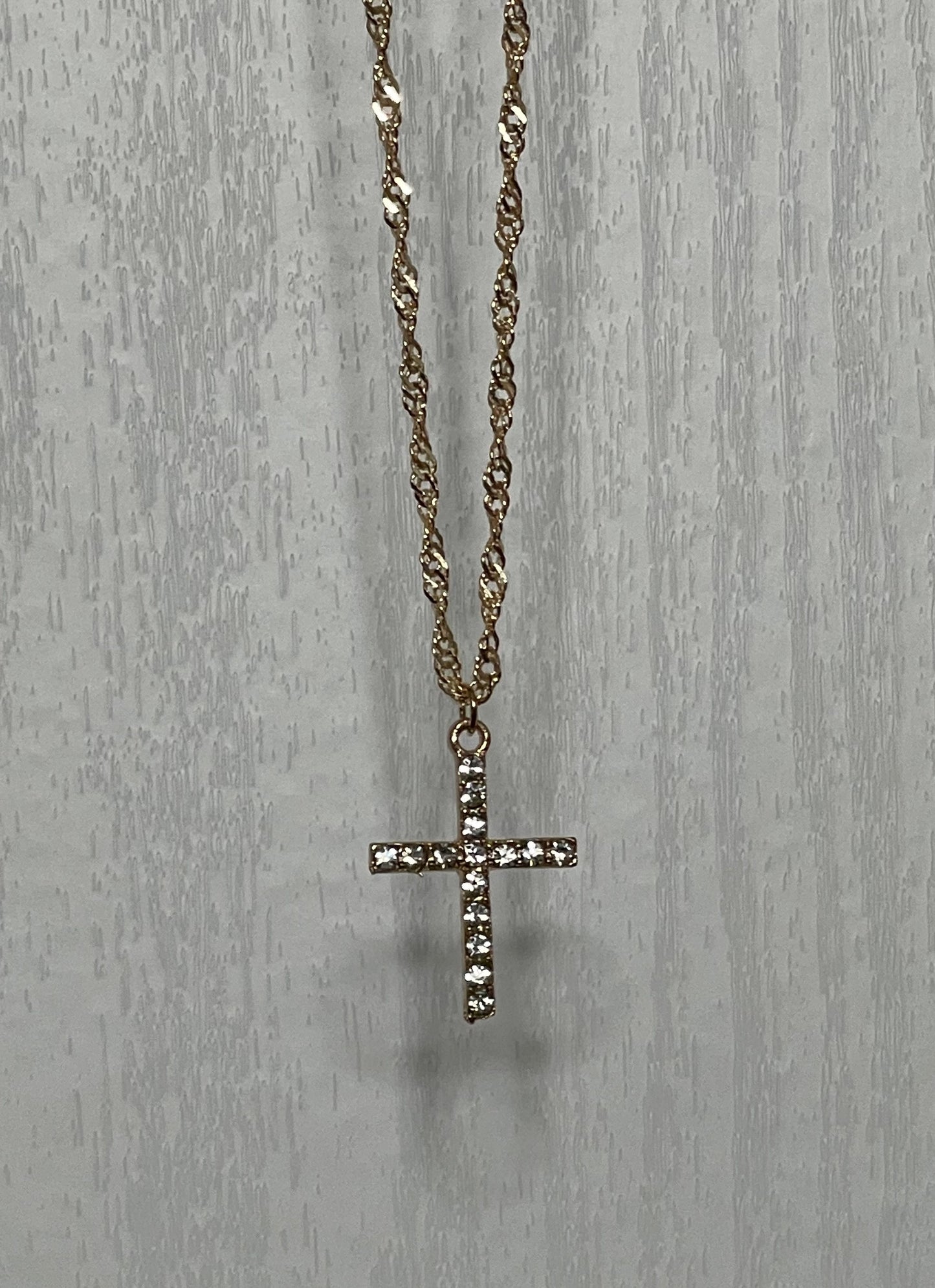 SIMPLE BLINGY GOLD CROSS NECKLACE A1393B