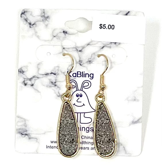 BLACK DANGLY DRUZY EARRINGS