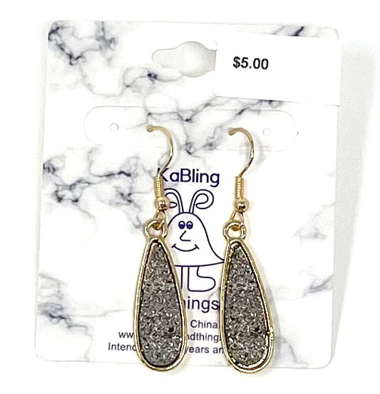 BLACK DANGLY DRUZY EARRINGS