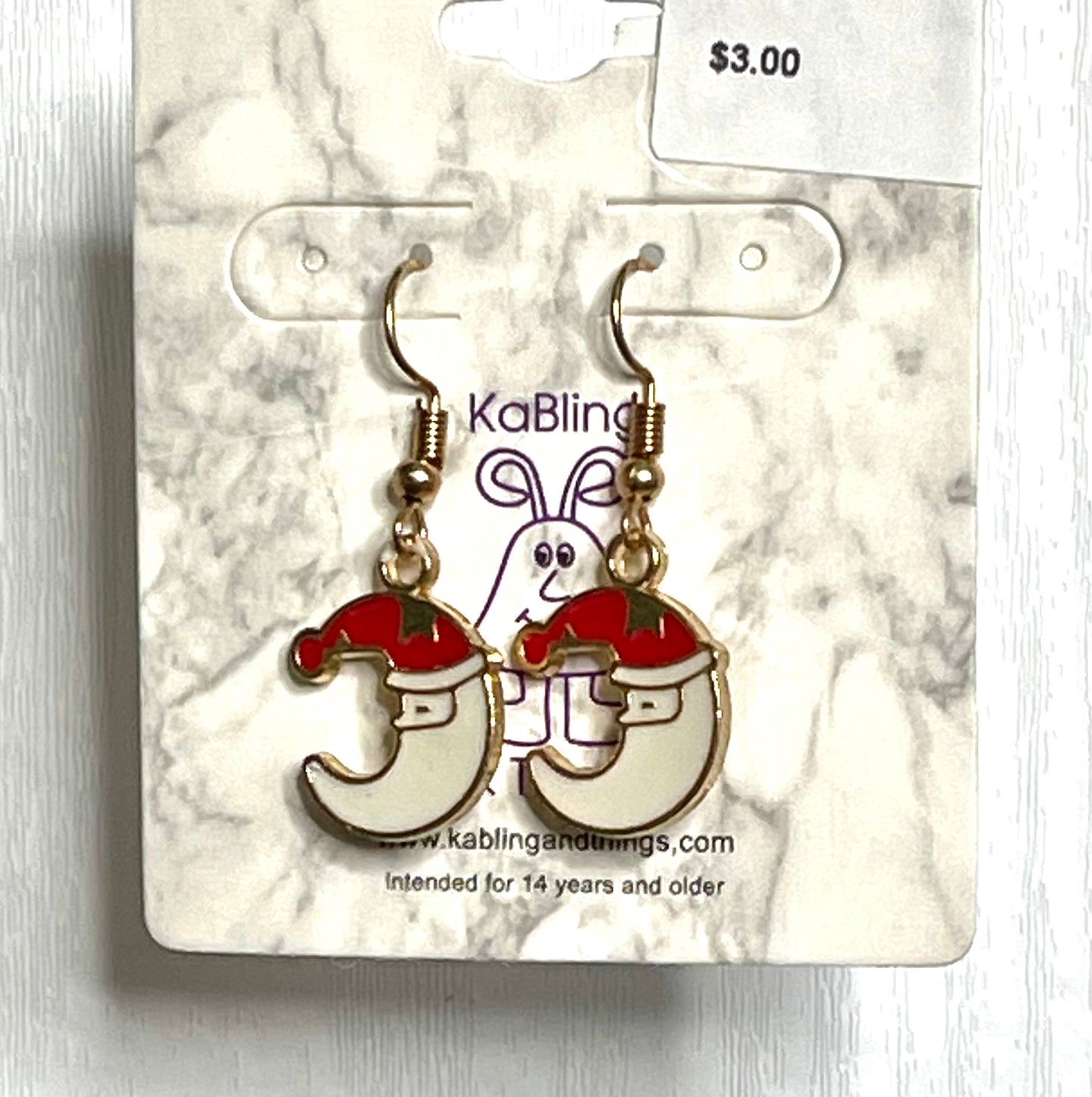 Crescent Santa Earrings