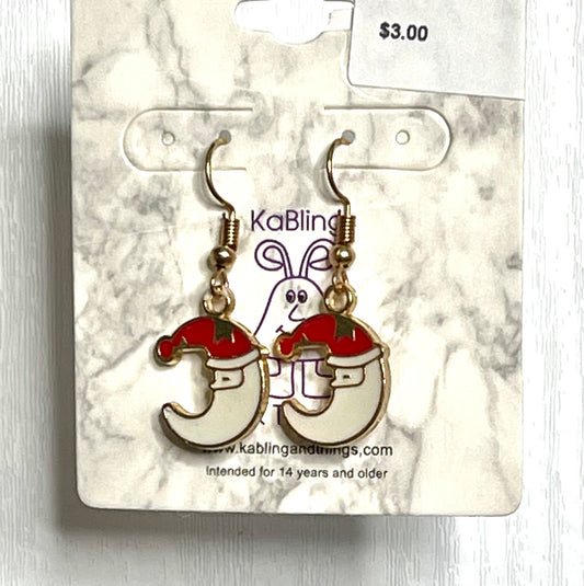 Crescent Santa Earrings