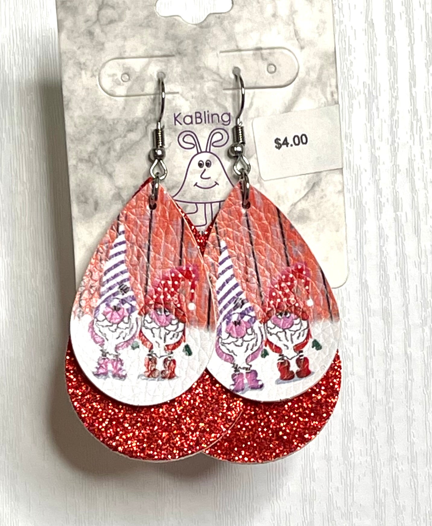 RED SPARKLE GNOME EARRINGS