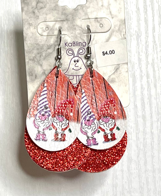 RED SPARKLE GNOME EARRINGS