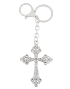 SILVER SPARKLE CROSS KEYCHAIN A1676