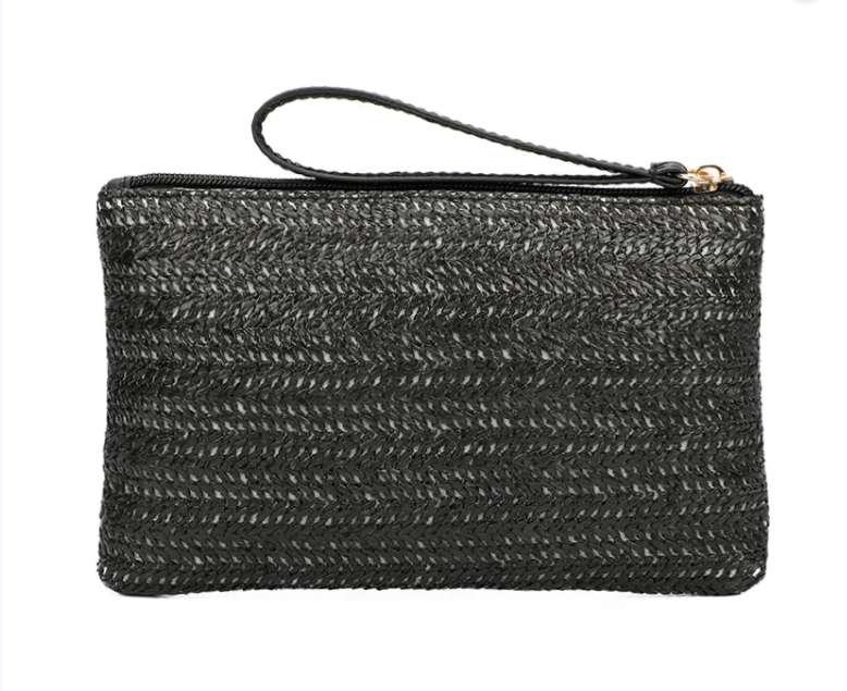 BLACK STRAW EVENING WRISTLET