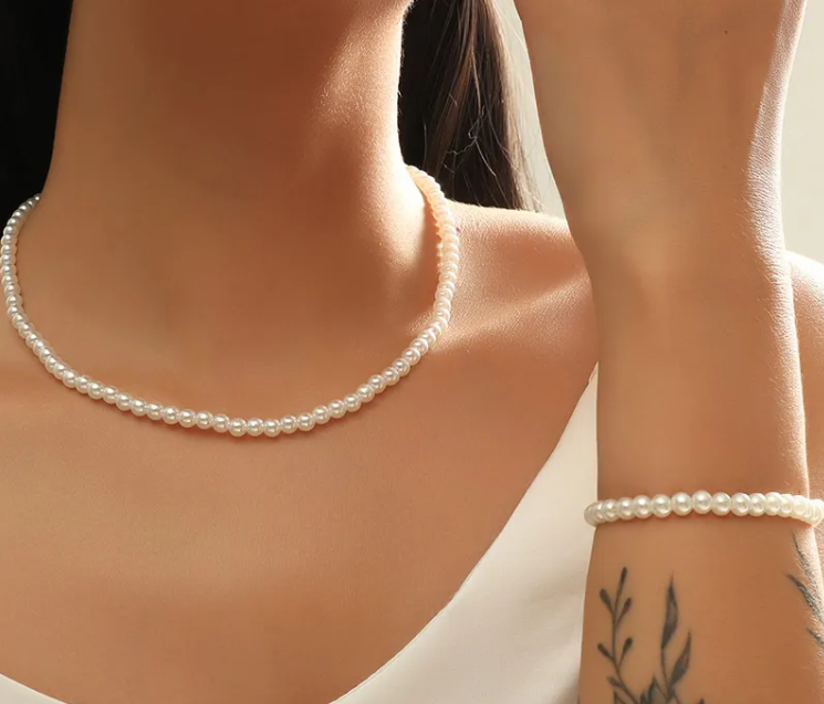 PEARL NECKLACE BRACELET SET