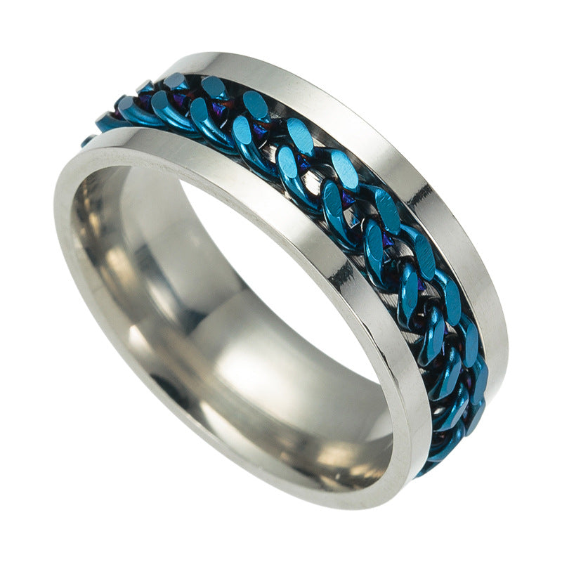 BLUE CHAIN FIDGET SPINNER RING