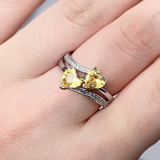YELLOW DOUBLE HEART RING