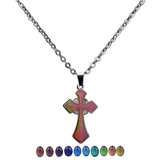 MOOD STONE CROSS NECKLACE A1079